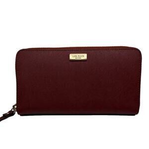 KATE SPADE New York Maroon Zip Around Wallet
